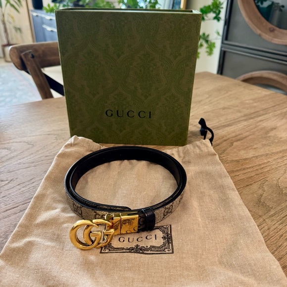 Gucci Black and Gold GG Monogram Belt main image 8